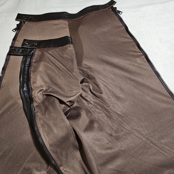 Leather pants. Brown Women's size 28 button waist zipper down the leg - Picture 6 of 7